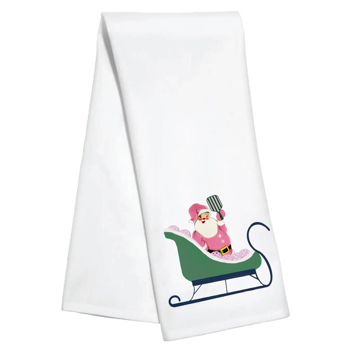 Christmas Sled Ornament Embroidered Cotton Kitchen Hand Towel w
