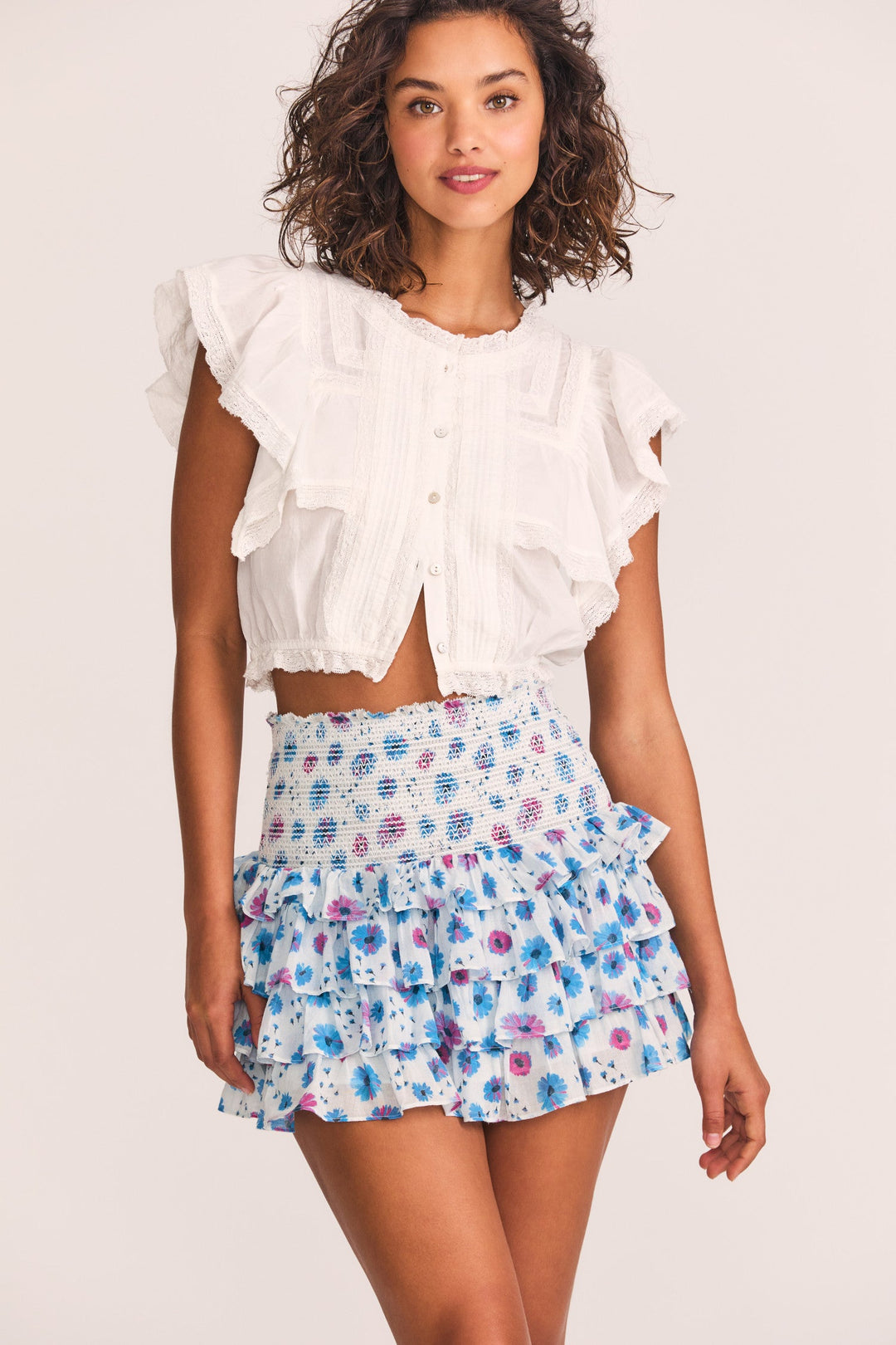 Loveshackfancy yorkie mini skirt in deep cotton candy size medium good